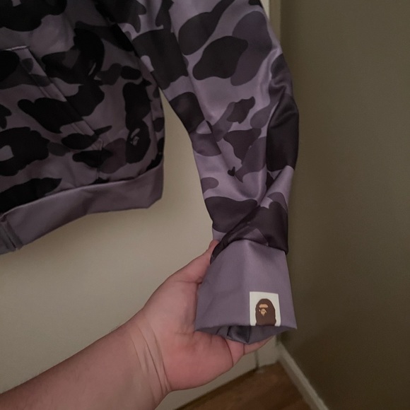 Bape Camo Hoodie Full Zip Lettered Sweater A Bathing Ape - Picture 3 of 7